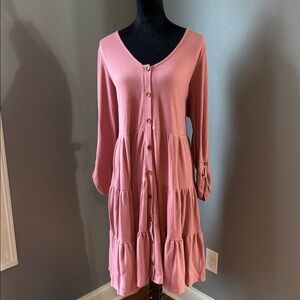 Elegant Pink Long Sleeve Dress